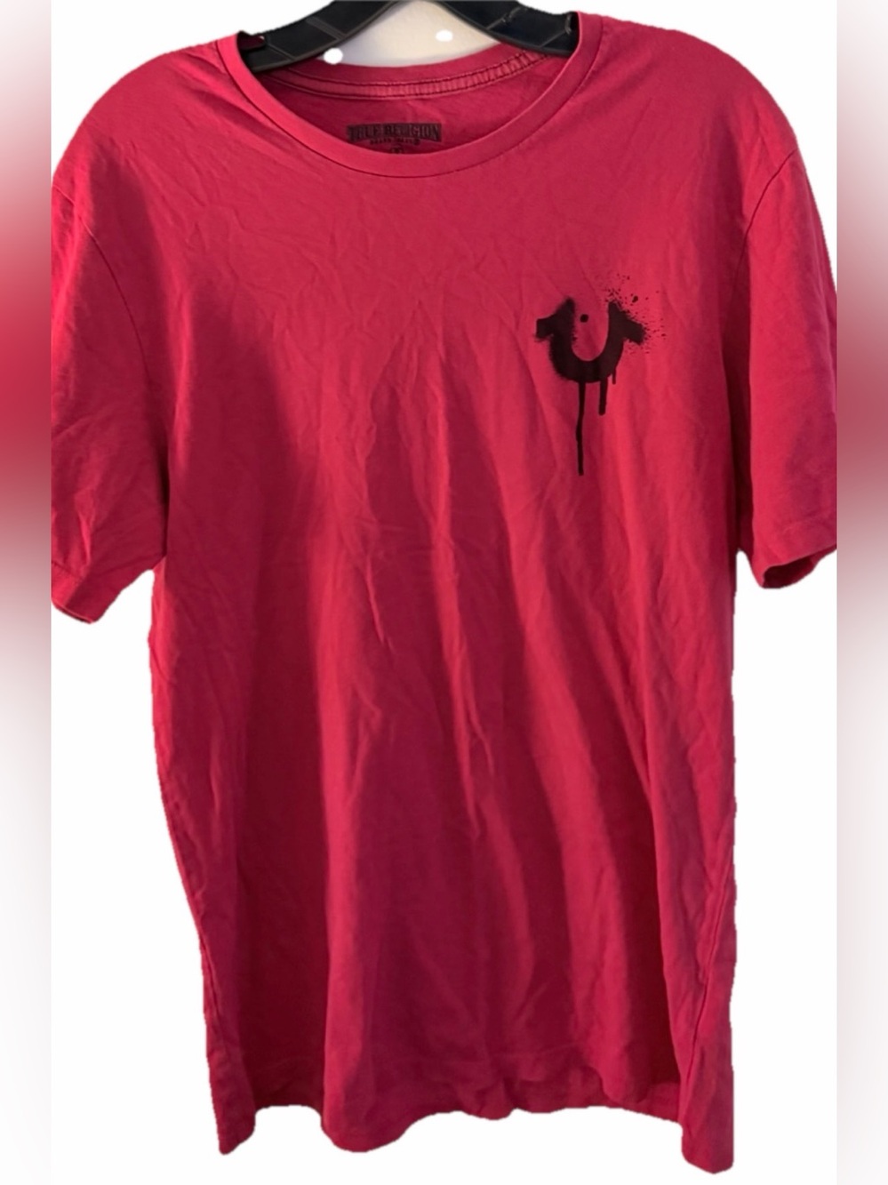True Religion‎ Mens Red Graphic T-Shirt Short Sleeve Horseshoe Logo medium